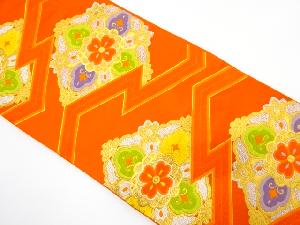 アンティーク　松皮菱に華紋織り出し袋帯（着用可）